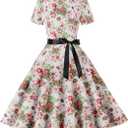 size 8 wome
Women's Vintage Print Cocktail Dresses Short Sleeve Swing Party Dresses Big Swing Puffy Dresses Cocktail Dress Summer
n's floral dress