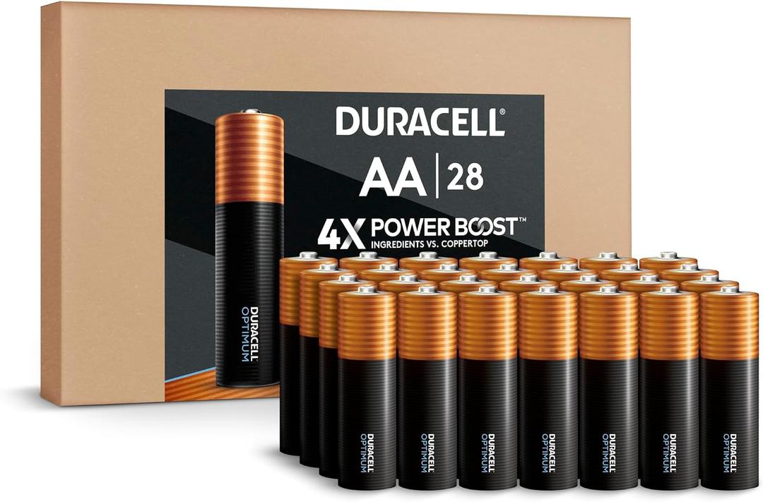 Duracell Optimum AA Batteries 28 Count with Power Boost Ingredients, Re-closable Pack for a Quick, Easy Access and Organized Storage