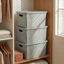 BINO | Plastic Storage Bins with Lids, 22 Liter - 3 Pack, Natural Grey | THE BRAIDED COLLECTION | Plastic Bins for Organization Woven Storage Baskets for Organizing Pantry Shelf Organizer Basket Bin