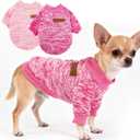 hoyuwak 2 PCS Dog Sweaters for Small Dogs Warm Winter Fall Knit Puppy Sweater Pet Girl Thick Clothes for Chihuahua Yorkie (pink and rose red)
