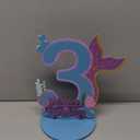 Mermaid Birthday Number Sign Centerpiece for Girls Wooden Mermaid Party Number Table Sign Decoration Supplies for Birthday Anniversary(Number 3)