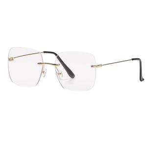 PEYEOISD Oversized Square Frameless Reading Glasses 2.5 for Women, Fashion Large Frameless Metal Readers, Big Borderless Eyewear