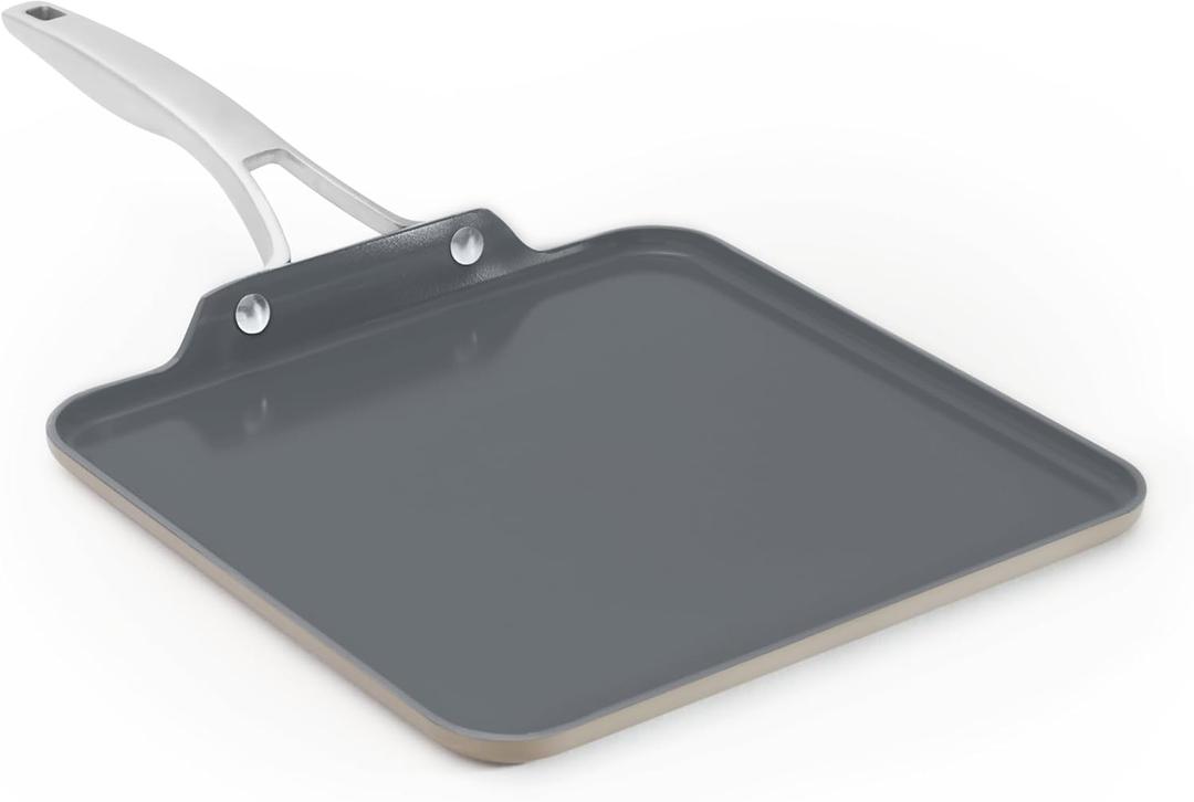 Calphalon Premier Ceramic Nonstick 11" Square Griddle, Mushroom Grey