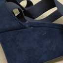 DREAM PAIRS Women's Elastic Ankle Strap Low Wedge Sandals (9.5, Navy)
