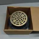 4 1/4 Inch Shower Drain Round Brushed Gold Color, Removable Grille Strainer Screws in Drain Cover, Base with Adjustable Drain Flange Kit PVC, SUS304 Stainless Steel Brass Face