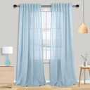Mrs.Naturall Light Blue Curtains for Bedroom,Back Tab Baby Sky Blue Semi Sheer Flax Linen Curtain Drapes 84 Inches Long for Nursery Living Room 2 Panels Set Summer Decor