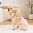 Avont 3 Pack Frenchie Dog Diapers Female, Washable Reusable Girl Doggie Pants for Period Heat Cycle, Full Body Cover Onesie with Adjustable Straps -Pink/Purple/Blue M