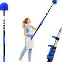 30 FT Reach Cobweb Duster with Extension Pole, Spider Web Brush with 5-24FT Telescoping Extension Pole, Non-Shedding Fluffy Bristles, Effortlessly Cleans High Indoor & Outdoor Webs