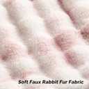 FUTEI Pink White Decorative Throw Pillow Covers 20x20 Inch Set of 2,Soft Fuzzy Faux Rabbit Fur Cushion Covers with Raised Texture,Neutral Boho Home Decor for Couch Bed Living Room