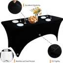 2 Pack 6FT Spandex Table Cover, Wrinkle-Free Reusable Rectangle Tablecloths, Washable Spandex Tablecloths, Elastic Table Cover for Banquet, Wedding, Festival,Parties, Black, 72"30"30"