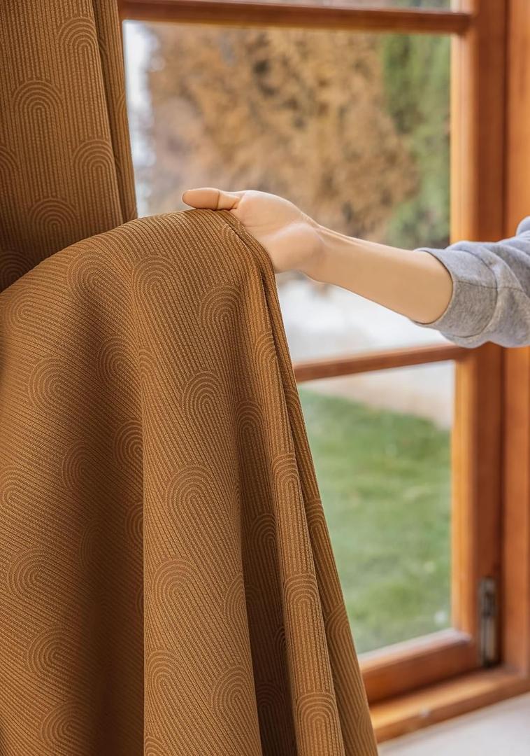 Blackout Thermal Curtain 1 Panel, 70x70 Inch, Blackout Thermal Curtains Brown Solid Color Window Drapes with Eyelets