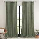 RYB HOME Sage Green Velvet Curtains with Hook Tape, Thermal Insulated Privacy Protect Decorative Room Divider Drapes for Home Theater, W 62 x L 90 inches, 2 Panels Set