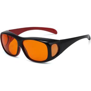 Eyekepper 100% Blue Light Reduction,Huge Fitover Anti-Blue Blocking Computer Eyeglasses with Extra Amber Lenses, Black Red