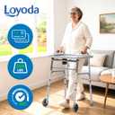 Loyoda Folding Walker with Tray, 5" Wheels Lightweight Walkers for Seniors and Adults, Supports Up to 350 Pounds, Adjustable Height, Compact Standard Walker, Silver