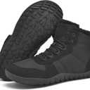 Mens Winter Barefoot Boots Insulated Warm  Fur Lined Minimalist Snow Shoes  Wide Toe Box + Drop Zero Sole (8, Black)