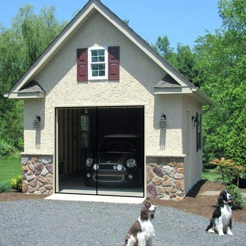 Garage Door Screen 1 Car - 12x7Ft Magnetic Closure Heavy Duty Weighted Bottom Screen Self Sealing Fiberglass Mesh Retractable Net - Easy Assembly & Pass-Through(Black)