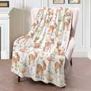 Cute Deer Blanket 5060 Inch,Forest Fawn and Mushroom Print Lightweight Flannel Throw with Woodland on White Background,Spring Rustic Farmhouse Home Decor,Gifts for Girls,Women