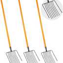 9-Tine Manure Fork, 3 Sets Heavy Duty Pitch Fork with 47.2" Wood Handle, Muck Rake Broadfork Garden Tool for Gardening Horse Stall Picking up Manure Farm