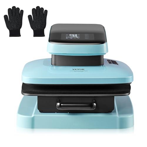 VEVOR 15x15 Auto Heat Press Machine, T Shirt Press Machine with Auto Release, Heat Up Fast & Even, Professional Tshirt Press Machine for Sublimation, Vinyl, Heat Transfer Projects, Light Blue