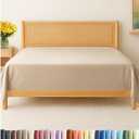 Full Size Flat Sheet - Hotel Quality Top Flat Bed Sheet Only - Ultra-Soft, Comfy, Breathable & Cooling - Fade & Wrinkle Free - Easy-Care, Stain & Shrink Resistant Bedding - Easy-Fit & Oeko-Tex - Cream
