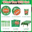 DECORLIFE Football Party Supplies Kits Serves 24, Football Themed Plates and Napkins Includes Tablecloths, Cups for Football Birthday Party totally 169 PCS