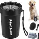 Professional 7 in 1 Dog Paw Cleaner for Dogs & Cats - Includes 1 Portable Paw Washer, 1 Bath Brush, 2 Dog Toothbrushes and 3 Absorbent Towels Note: Fits Paws 1.5 to 2.5 Inches Wide (Medium, Black)