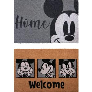 Gertmenian Disney Mickey Mouse Coir Doormat - 2x3 Welcome Mat (2-Pack), Ideal for High Traffic Areas in Front Door, Garage, Entryway - Retro Mickey Home/Welcome, Grey, 47318