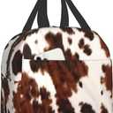 Nerxy Insulated Lunch Bag 8x5x8.5inch Cow Skin Print Lunch Box Abstract Africa Animal Farm Fashion Reusable Meal Portable Container Tote for Woman Men Kids Adults Work School Travel Office Picnic