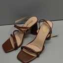 RIBONGZ Block Heels Prom Heeled Sandals for Women Chunky Square Open Toe Strappy High Heels Ankle Strap Wedding Bridal Shoes High Heel Sandals for Party Dress (7, Brown)