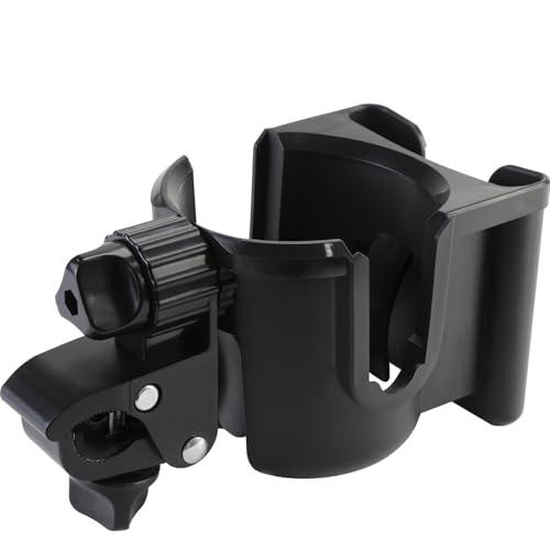 Universal Stroller Cup Holder with Phone Holder, 360°Rotatable Bottle Holder with Strong Clip, Accessories for Stroller, Bike, Wheelchair, Walker, Scooter (UM-SCH-B2409, Large)