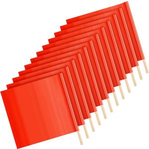 Kinlop 12 Pcs 18" x 18" Orange Safety Flags on a Stick, 24'' Dowel
