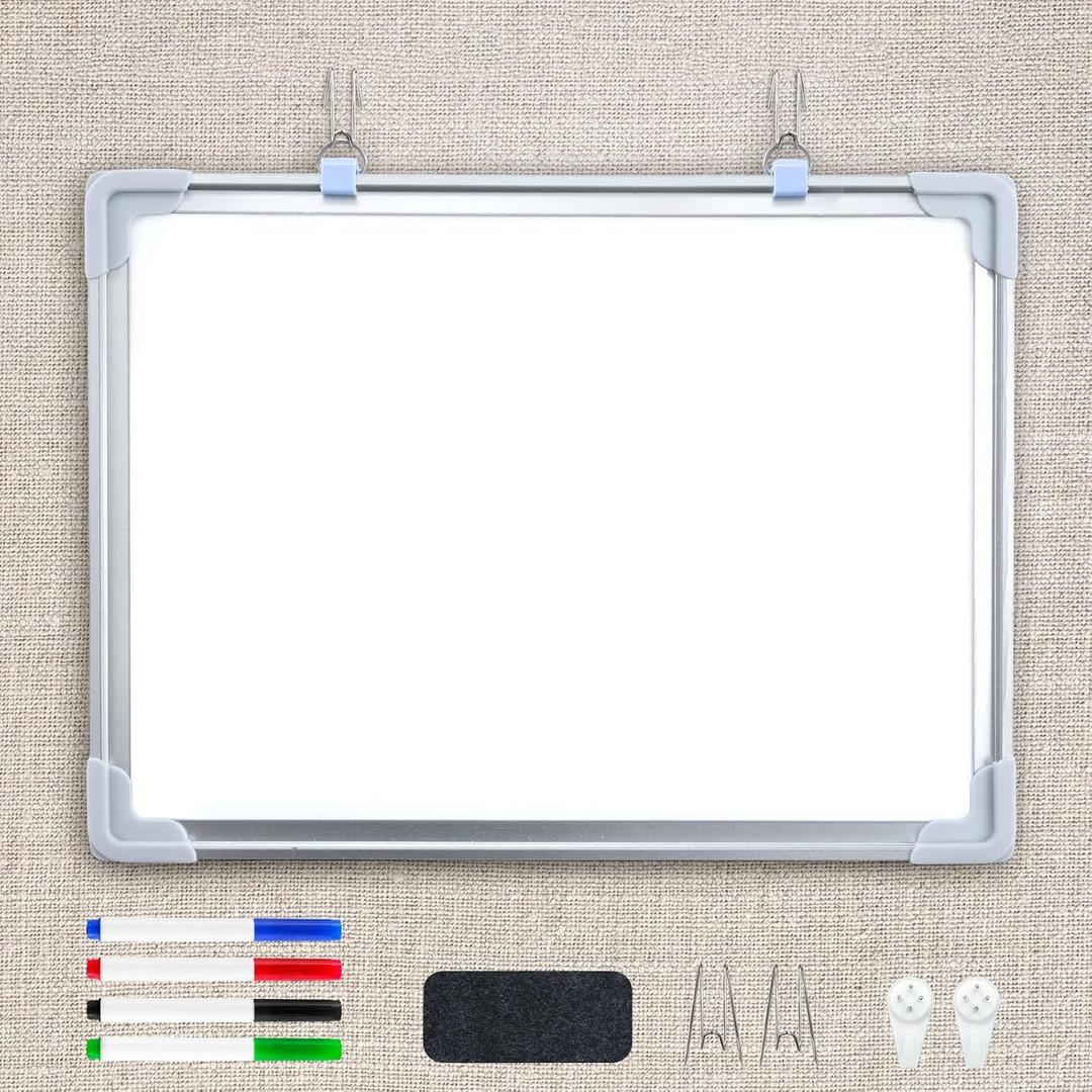Fabric Cubicle Wall White Board, 11.8 x 7.8 Inch Office Cubicle Whiteboard with Fabric Wall Hanging, Dry Eraser, Drywipe Pens, Compact Dry Erase Hanging Board for Dorm, Home, or Office