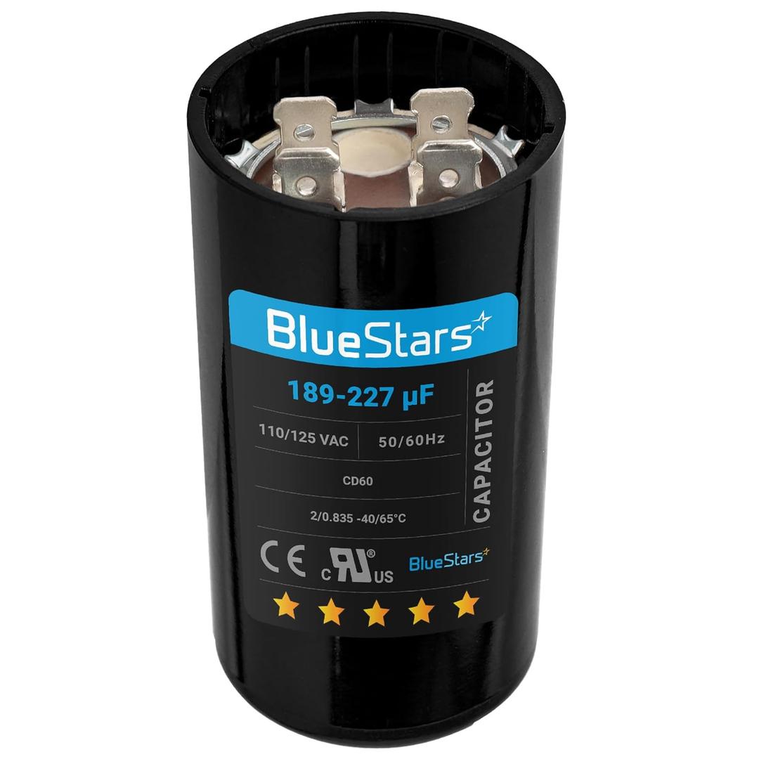 [UL Listed] BlueStars 189-227 uF MFD 125 VAC Volts 50/60 Hz CBB60 Universal AC Round Start Capacitor Electric Replacement Parts - Lot -1 - Universal Fit for AC Motors Starting Pool Pump Well Pump