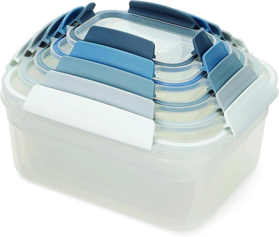 Joseph Joseph Nest Lock Plastic BPA Free Food Storage Container Set with Lockable Airtight Leakproof Lids, 10-Piece, Sky (10-Piece Set)