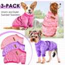 3 Pack Dog Sweaters for Small Dogs Girl Boy Winter Fleece Clothes Warm Soft Dog Sweatshirt Outfit for Dogs Cats Pet Apparel, Pink+Rose+Purple, L