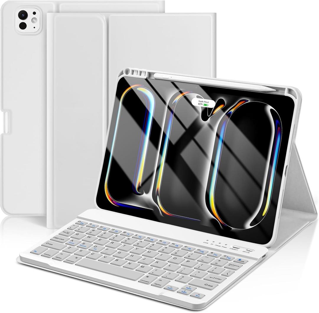 KBCASE Keyboard Case for iPad Pro 11 inch (M5/M4) 2025/2024, Detachable Bluetooth Keyboard Case for iPad Pro 11 inch M5 M4, with Pencil Holder (Gray)