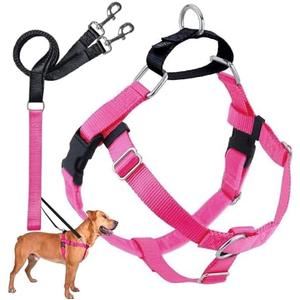 2 Hounds Design Freedom No Pull Dog Harness, Adjustable Harness and Leash Set, Easy Walking & Comfortable Control, Fits Small, Medium & Large Dogs, Solid Colors, Made in USA, 5/8" SM, Hot Pink