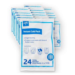 Medline Standard Instant Cold Packs, Single-Use, 6 Inches x 9 Inches, Economical, Activates Instantly, Case of 24 Each