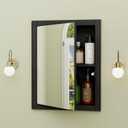 14'' * 18'' Recessed Medicine Cabinet with Mirror, 2-Tier Bathroom Wall Niche Wood Insert for Drywall, in Wall Shelf Medicine Cabinets Replacement, for Living Room, Bathroom Storage, Black