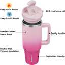 BJPKPK 40oz Stainless Steel Insulated Tumbler With Handle And Lid Straw Travel Coffee Mug Thermal Cup,Cherry Blossom