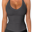 GENJUN Workout Tops for Women Racerback Basic Tank Summer 2025 Camisole V Neck Slim Fit Ribbed Sleeveless size L