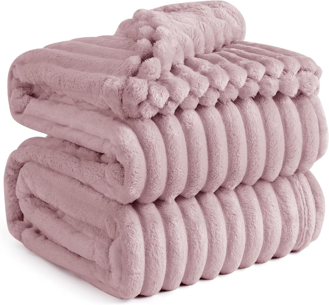 Bedsure GentleSoft Pink Fleece Blanket for Couch - Cozy Soft Blankets for Women, Cute Small Throws for Girls, 90x90 Inches