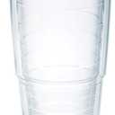 Tervis Clear & Colorful Lidded Made in USA Double Walled Insulated Tumbler Travel Cup Keeps Drinks Cold & Hot, 24oz, Royal Purple Lid