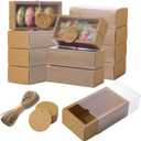 Roowest 50 Sets Kraft Homemade Gift Box Bundle with Blank Tags and Jute String (101 Items) for Jewelry Candy Wrapping Party Favor (6.3 x 3.5 x 2 Inch,Kraft Color)