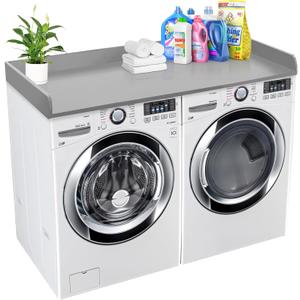 Royxen Washer Dryer Countertop with Solid Wood Core,54W x 27.5D Laundry Countertop with Edge Rails,Washer and Dryer Topper for Laundry Room Organization (Grey)