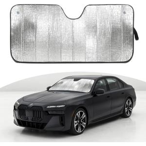 gunhunt 1 Pack Car Windshield UV Reflector, 57.08In x 27.55In Thicken Vehicle Front Window Heat Insulation Cover, Keep Your Vehicle Cool, Double-Sided Design, Universal Blackout Panel (Silver)