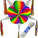 Mexican Pinata Jumbo 33 Rainbow Piata with 25-ft Rope Included Easter Piata, Pride Pinata, Holds 5 lbs of Candy TexMex Fun Stuff