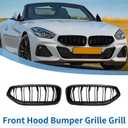 X AUTOHAUX Front Hood Bumper Grille Grill for BMW Z4 G29 2018-2024 No.51138091295/51138091296 Front Bumper Kidney Grille Grill Double Slat Gloss Black 1 Pair