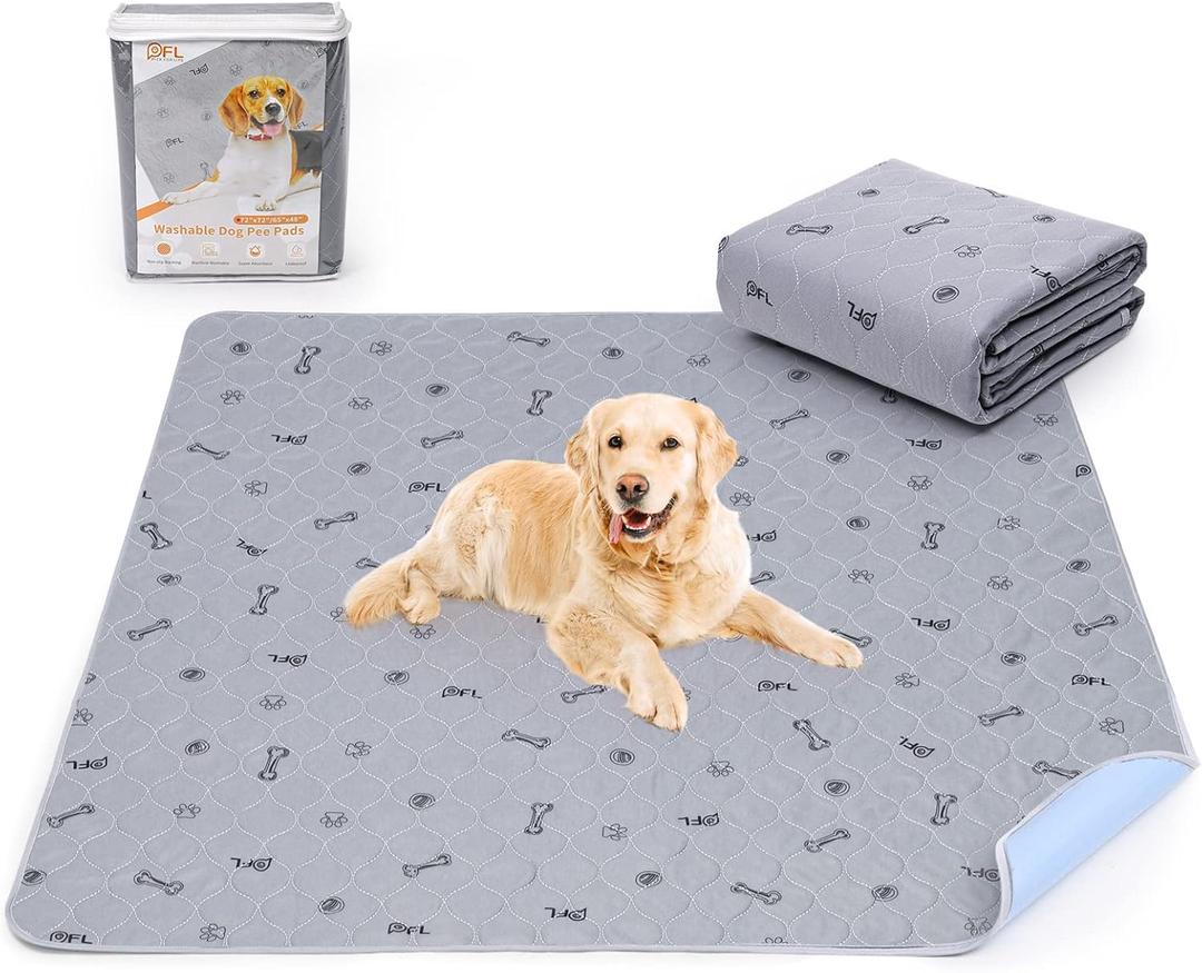 Dog Pee Pad Washable 65x48 Large, Fast Absorption Reusable Puppy Pads, Waterproof Pet Training Pads,Non-Slip Bone Print Whelping Pad for Dog Playpen, Incontinence, Housebreaking (65X48" (Pack of 1))