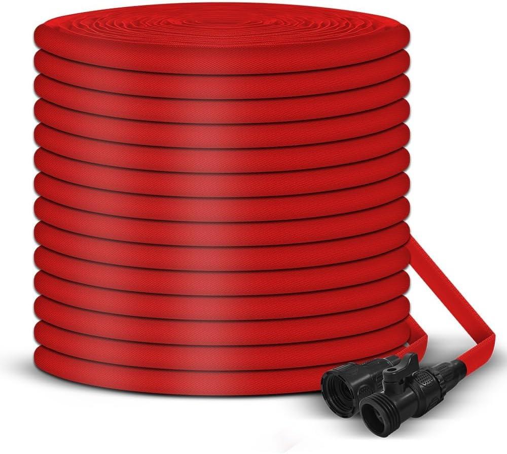 Garden Hose, 50FT Water Hose, Outdoor Hose with 3/4" Fittings, Water Pipe, Convenient Storage Useful House Gifts for Lawn Car Watering Plants Red